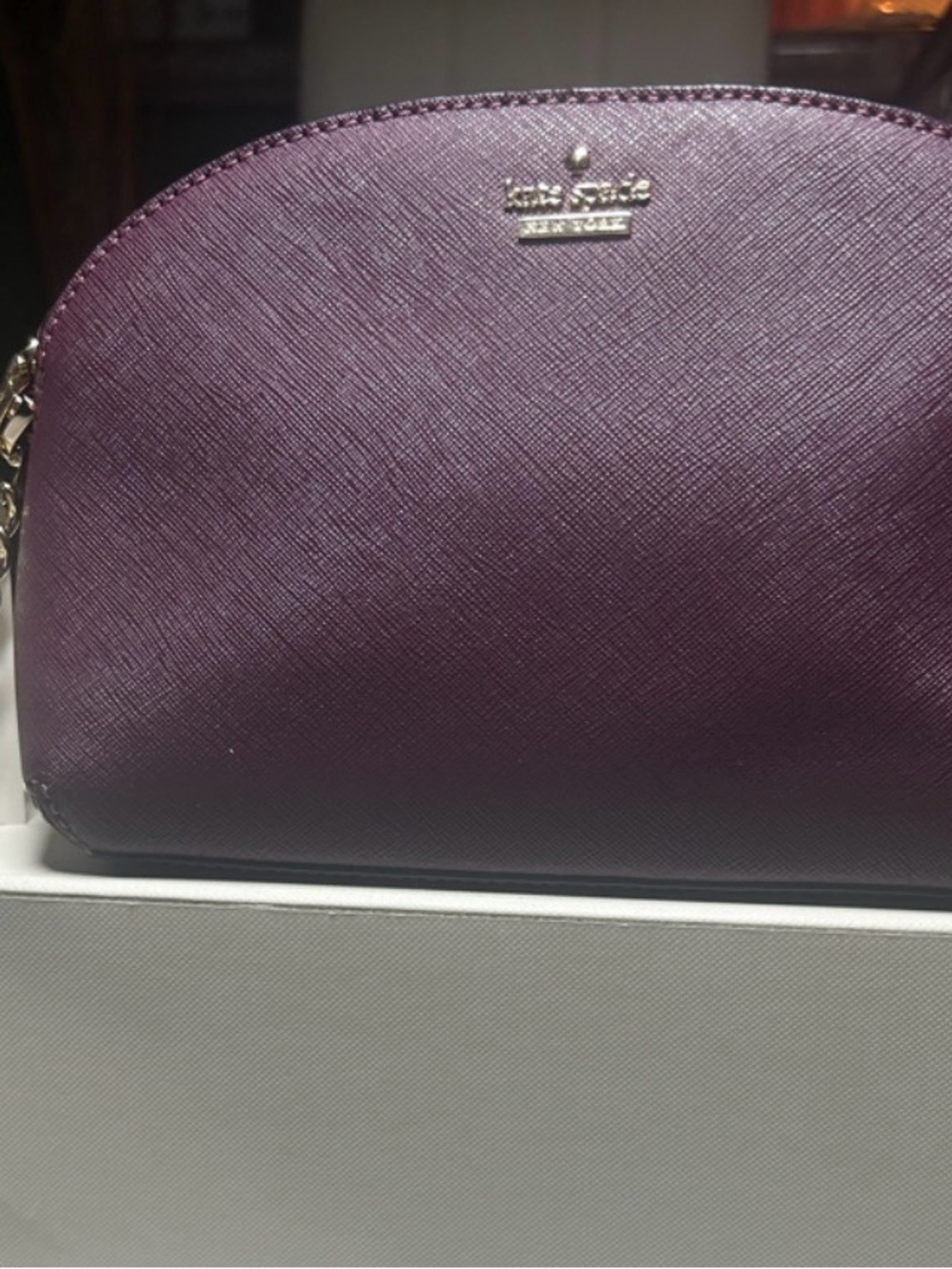 kate spade Plum Saffiano Crossbody with Gold Chain Trim… send offers pls! - Picture 5 of 9